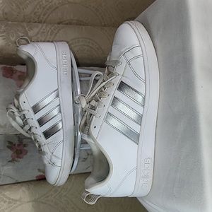 ADIDAS White and Silver Sneakers Women's size 8